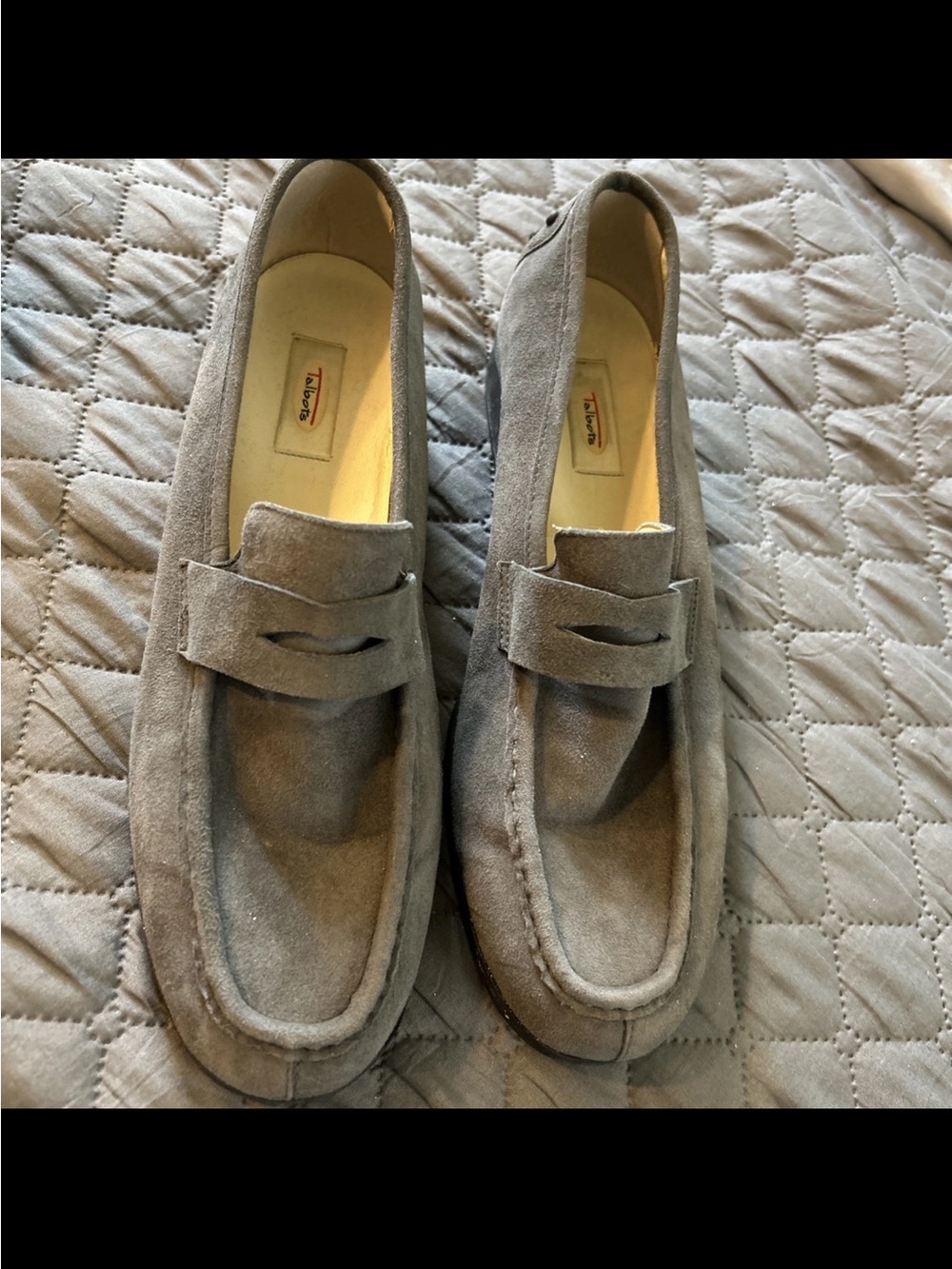 Talbot’s Suede Penny Driving Loafers in Light Gray